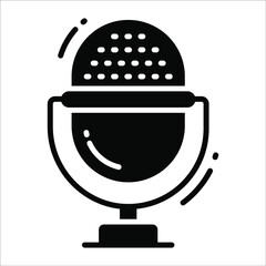 mic solid black vector Icon. that can be easily modified or edit