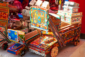 Small trucks, kids toys, Traditional Handcraft of Pakistan, Lok Virsa, Islamabad