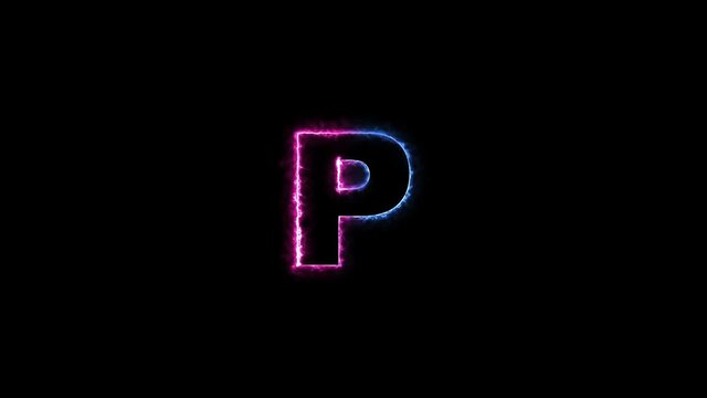 alpha channel letter energy neon glowing font letter alphabet symbol  uppercase appear in center RED and PINK Light looped animation 