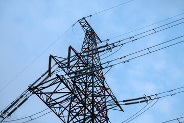 silhouette of high voltage electrical pole structure. High voltage post or High voltage tower