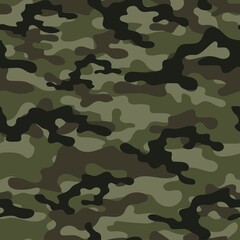 Fototapeta premium Military vector camouflage hunting background seamless print green. EPS