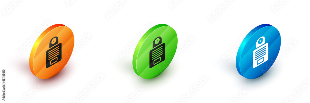 Poster isometric intercom icon isolated on white background. circle button. vector