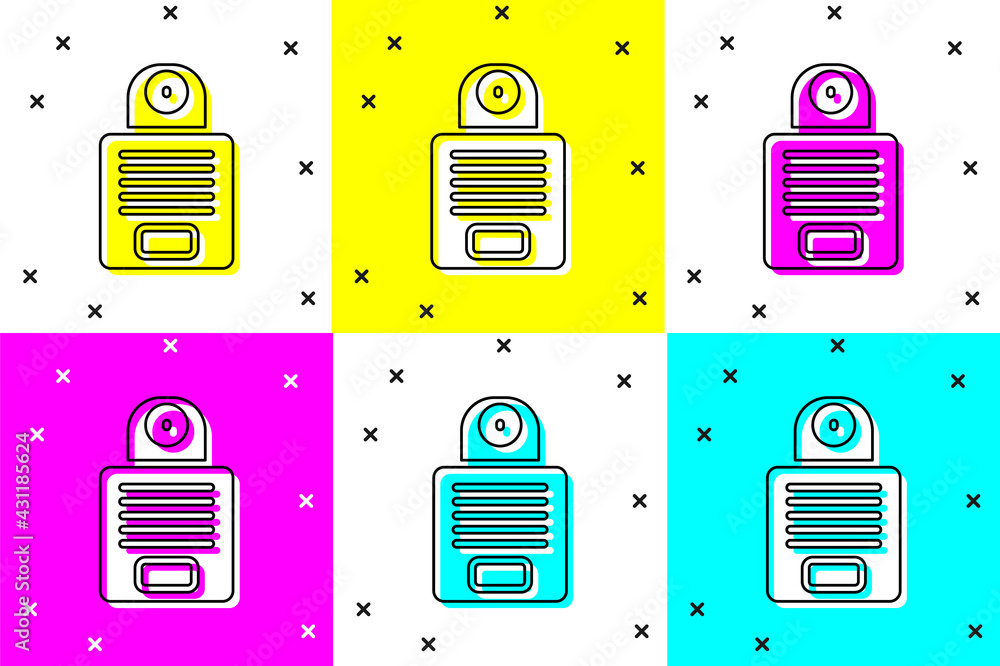 Poster Set Intercom icon isolated on color background. Vector