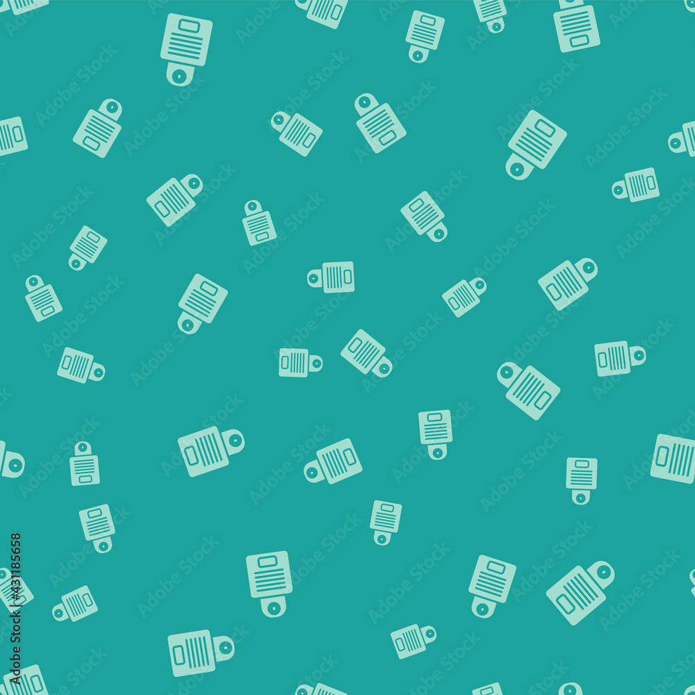 Poster green intercom icon isolated seamless pattern on green background. vector