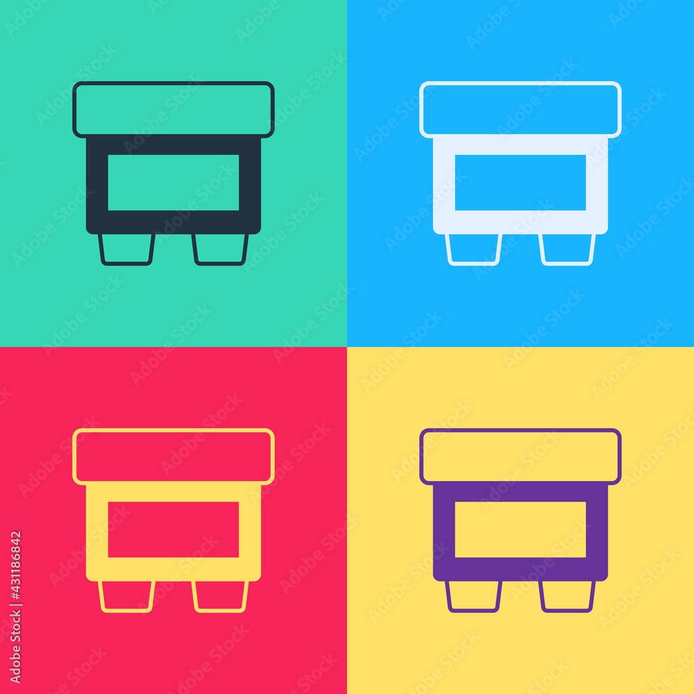 Poster pop art fuse of electrical protection component icon isolated on color background. melting breaking 