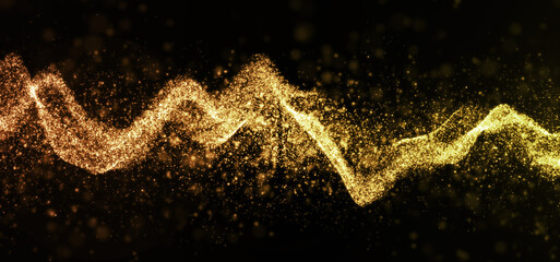 金のパーティクルの波