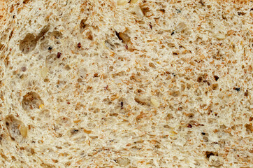 Closed up texture of homemade whole wheat bread