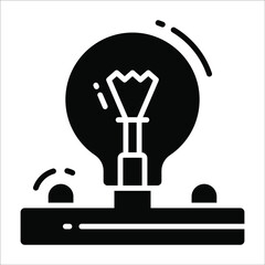 Bulb solid black vector Icon. that can be easily modified or edit