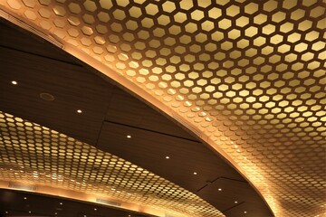 Modern ceiling design with golden lights