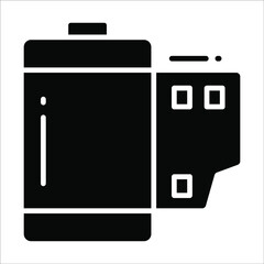 Film Reel solid black vector Icon. that can be easily modified or edit
