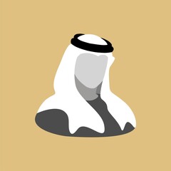 arab man wearing white head cover isolated flat vector illustration
