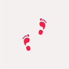 red bloody foot track simple isolated flat vector illustration
