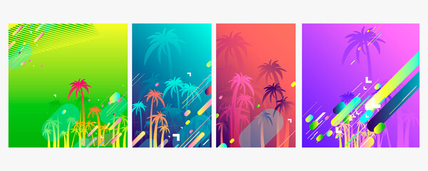 Abstract set summer background universal art web header template. Collage made with scribbles canyon strokes