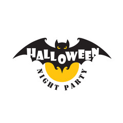 emblem of halloween flying bat isolated on white background