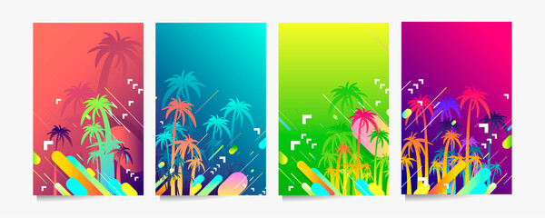 Abstract set summer background universal art web header template. Collage made with scribbles canyon strokes