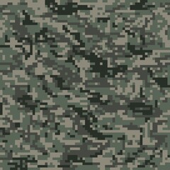 pixel military green camouflage, seamless garment print or print