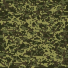 pixel military camouflage green, seamless garment print or print
