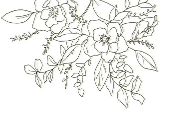 北欧風のお花と鳥のイラスト Wall Mural Wallpaper Murals Hirose