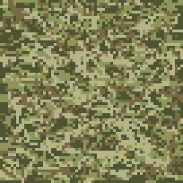 green pixel military camouflage, seamless garment print or print