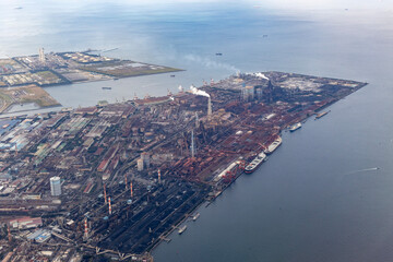 東京湾の工業地帯の空撮 Aerial view of the industrial area of ​​Tokyo Bay#1