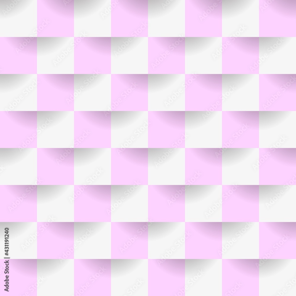 Poster abstract mosaic pink background with squares and seamless pattern. vector