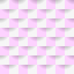 Abstract mosaic pink background with squares and seamless pattern. Vector