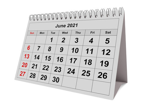 One Page Of The Annual Monthly Calendar - Month June 2021