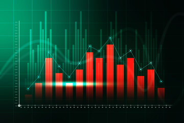 2d rendering Stock market online business concept. business Graph 