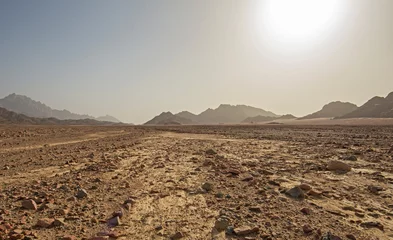 Fotobehang Barren rocky desert landscape in hot climate © Paul Vinten