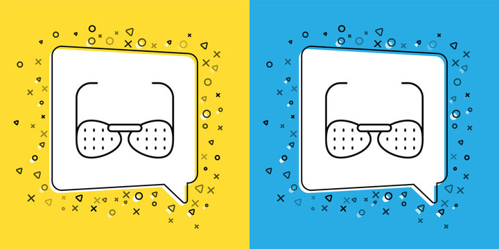 Set line Glasses for the blind and visually impaired icon isolated on yellow and blue background. Vector