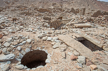 View across ruined buildings of old Roman quarry town