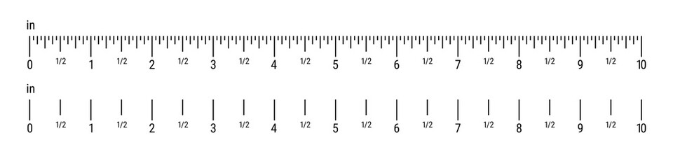 Inch ruler scale. 10 inches scale. Flat vector illustration isolated on white