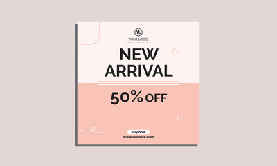 Fashion social media banner template geometric shape social media post design social attractive abstract elements post background space for web banner Usable for social media, website, flyers, banners