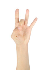 Right palm, male hand gestures and symbols Isolated on white background with clipping path