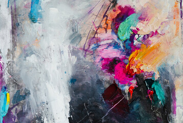 Abstract art. Oil on canvas texture. Hand drawn oil painting. Brushstrokes of paint. Modern art.
