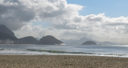 Ocean surf on the beach of Copacabana. Rio de Janeiro,