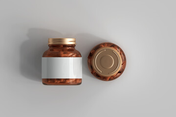 Amber medicine pills bottle 3D Rendering