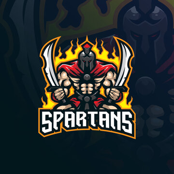 Spartan mascot logo design vector with modern illustration concept style for badge, emblem and t shirt printing. Angry spartan illustration for sport and esport team.