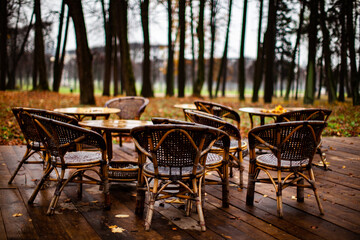 empty chairs in the park