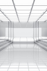 Abstract white backdrop with light and reflection. Elegant highlights clean space modern showroom concept. 3d rendering