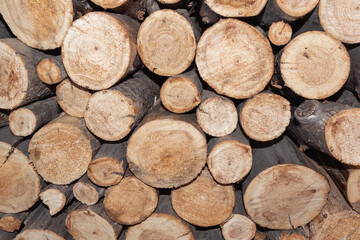 Evenly laid logs for heating houses and saunas.