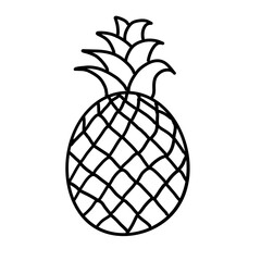 Pineapple with leaves outline icon, a linear style sign for mobile concept and web design. Tropical exotic fruits of a simple line. Silhouette isolated on a white background. Summer fruit