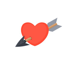 Heart with an arrow. Heart of a lover, vector illustration