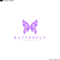 Purple butterfly logo template