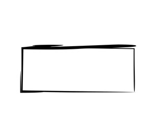 Rectangle grunge frame isolated on white background. Black ink border.