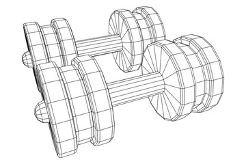 Dumbbells Gym equipment. Bodybuilding, powerlifting, fitness concept. Wireframe low poly mesh vector illustration