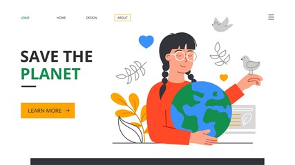 Save the planet abstract concept with young girl