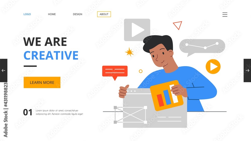 Poster graphic designer creating website or application design