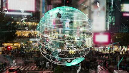 Global connection and the internet network modernization in smart city . Concept of future 5G...