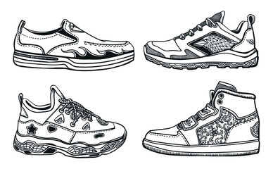 Sketch sports Shoes. vector illustration